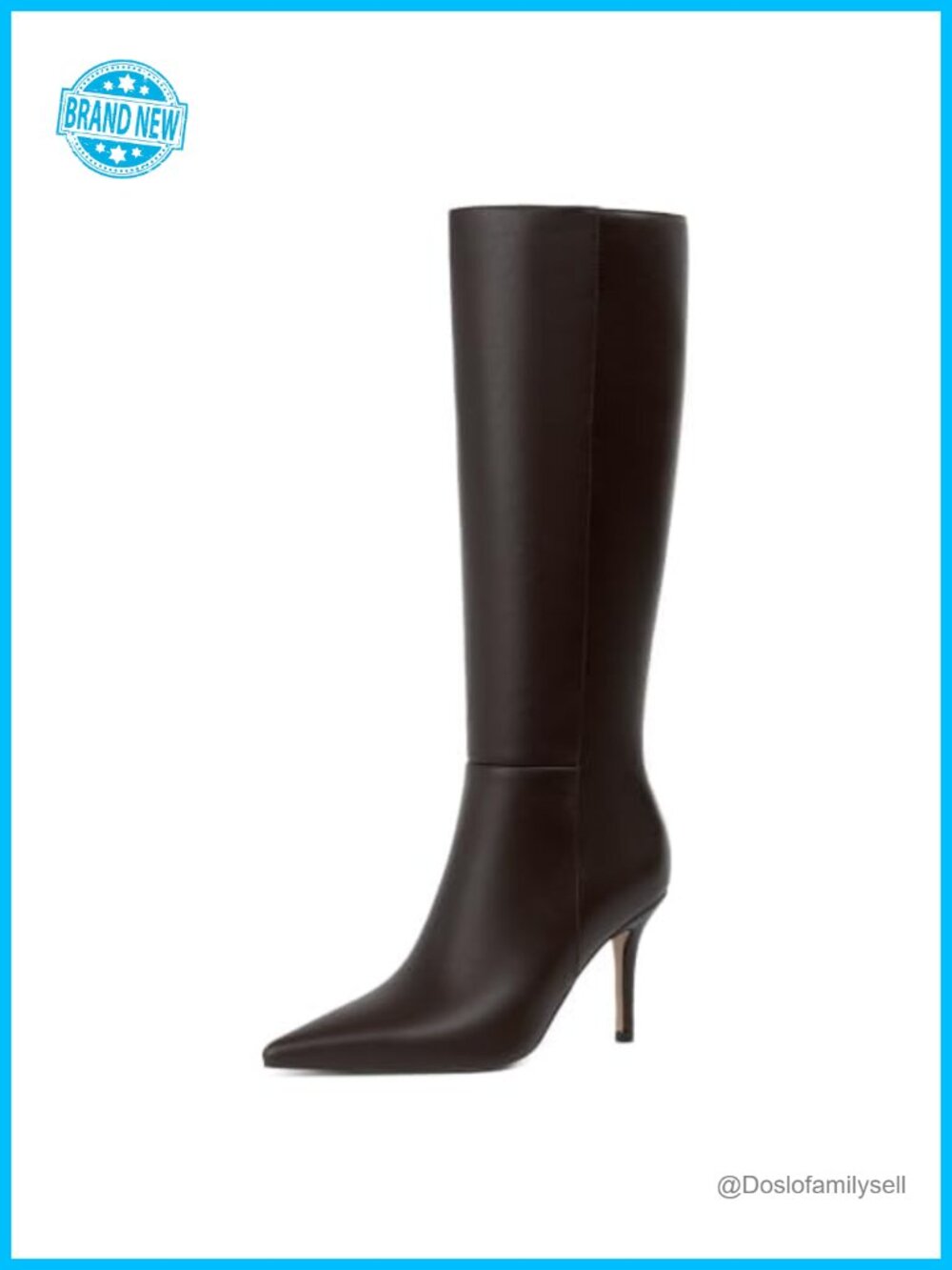 Faux Leather Knee High Boots Pointed Toe Stiletto Heel Tall